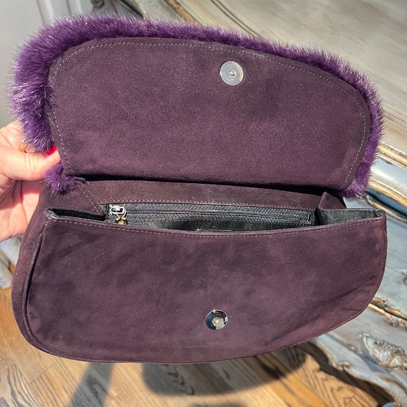 Escada Deep Plum Suede Baguette - Picture 6 of 8